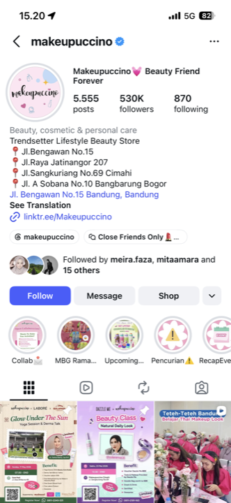 Contoh bukti follow yang salah